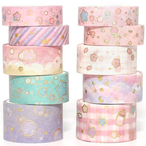 Creative_Cute_Girls_Gold_Washi_Tape_Set_Wide_Flowers_Silver_Glitter_Color_15mm_10Rolls