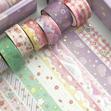 Load image into Gallery viewer, Creative_Cute_Girls_Gold_Washi_Tape_Set_Wide_Flowers_Silver_Glitter_Color_15mm_10Rolls