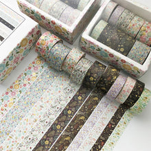 Load image into Gallery viewer, Creative_Garden_Gold_Washi_Tape_Set_Wide_Flowers_Silver_Glitter_Color_15mm_10Rolls