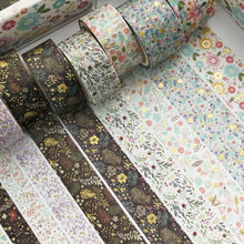 Load image into Gallery viewer, Creative_Garden_Gold_Washi_Tape_Set_Wide_Flowers_Silver_Glitter_Color_15mm_10Rolls