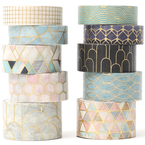 Creative_Geometric_Gold_Washi_Tape_Set_Wide_Flowers_Silver_Glitter_Color_15mm_10Rolls