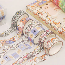Load image into Gallery viewer, Cute_Pets_Gold_Washi_Tape_Skinny_Animals_15mm_18Rolls