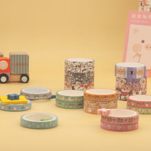 Load image into Gallery viewer, Cute_Pets_Gold_Washi_Tape_Skinny_Animals_15mm_18Rolls