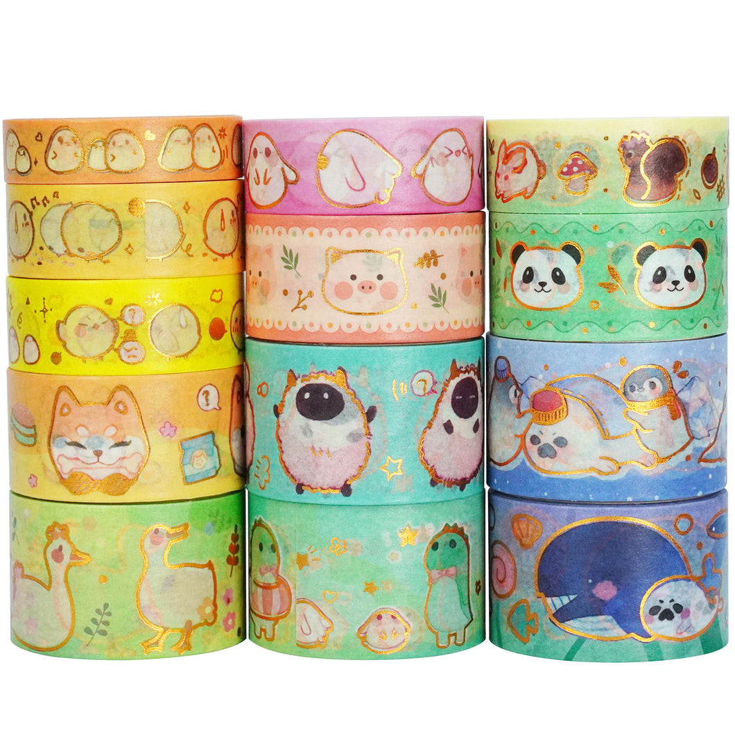    Cute_Pets_Washi_Tape_Set_Gold_Dog_Cat_Wide_Animals_Girl_25mm_13Rolls