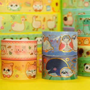    Cute_Pets_Washi_Tape_Set_Gold_Dog_Cat_Wide_Animals_Girl_25mm_13Rolls