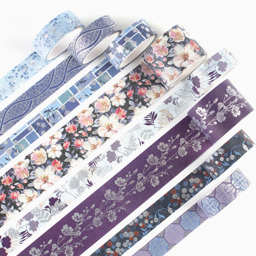 Elegance_Blue_Gold_Washi_Tape_Set_Wide_Floral_Silver_Color_15mm