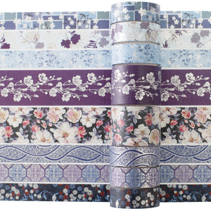 Elegance_Blue_Gold_Washi_Tape_Set_Wide_Floral_Silver_Color_15mm