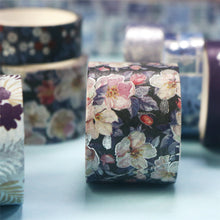 Load image into Gallery viewer, Elegance_Blue_Gold_Washi_Tape_Set_Wide_Floral_Silver_Color_15mm