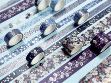 Load image into Gallery viewer, Elegance_Blue_Gold_Washi_Tape_Set_Wide_Floral_Silver_Color_15mm