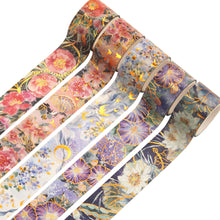 Load image into Gallery viewer,    Floral_Gold_Washi_Tape_Flower_Wide_25mm_3m
