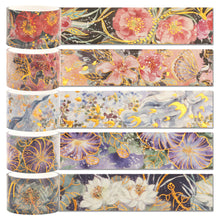 Load image into Gallery viewer,    Floral_Gold_Washi_Tape_Flower_Wide_25mm_3m