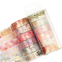Load image into Gallery viewer, Floral_Gold_Washi_Tape_Set_Flower_Foil_15mm_6Rolls