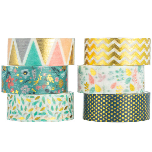 French_Green_Gold_Washi_Tape_Set_Paris_Girl_15mm_6Rolls