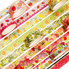 Load image into Gallery viewer, Fruit_Washi_Tape_Set_Gold_Watermelon_Harvest_Orange_Lemon_Apple_Girl_15mm_10Rolls