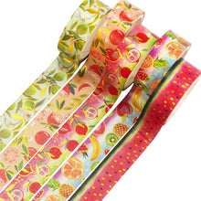 Load image into Gallery viewer, Fruit_Washi_Tape_Set_Gold_Watermelon_Harvest_Orange_Lemon_Apple_Girl_15mm_10Rolls