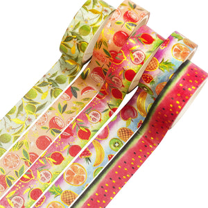 Fruit_Washi_Tape_Set_Gold_Watermelon_Harvest_Orange_Lemon_Apple_Girl_15mm_10Rolls