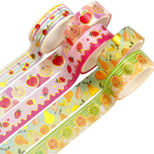 Load image into Gallery viewer, Fruit_Washi_Tape_Set_Gold_Watermelon_Harvest_Orange_Lemon_Apple_Girl_15mm_10Rolls