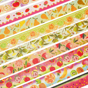 Fruit_Washi_Tape_Set_Gold_Watermelon_Harvest_Orange_Lemon_Apple_Girl_15mm_10Rolls