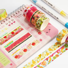 Load image into Gallery viewer, Fruit_Washi_Tape_Set_Gold_Watermelon_Harvest_Orange_Lemon_Apple_Girl_15mm_10Rolls