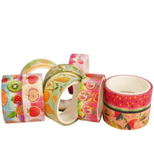 Load image into Gallery viewer, Fruit_Washi_Tape_Set_Gold_Watermelon_Harvest_Orange_Lemon_Apple_Girl_15mm_10Rolls