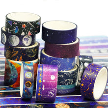 Load image into Gallery viewer, Galaxy_Washi_Tape_Set_Gold_Star_Universe_Space_Girl_15mm_19Rolls