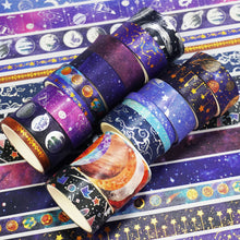 Load image into Gallery viewer, Galaxy_Washi_Tape_Set_Gold_Star_Universe_Space_Girl_15mm_19Rolls