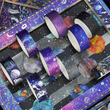 Load image into Gallery viewer, Galaxy_Washi_Tape_Set_Gold_Star_Universe_Space_Girl_15mm_19Rolls