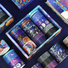 Load image into Gallery viewer, Galaxy_Washi_Tape_Set_Gold_Star_Universe_Space_Girl_15mm_19Rolls