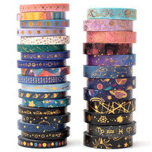Load image into Gallery viewer, Galaxy_Washi_Tape_Set_Gold_Star_Universe_Space_Girl_5mm_30Rolls