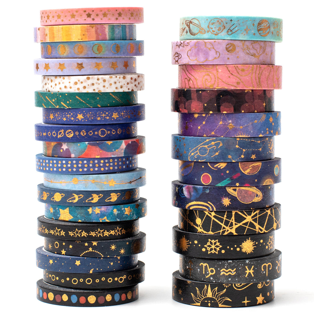 Galaxy_Washi_Tape_Set_Gold_Star_Universe_Space_Girl_5mm_30Rolls