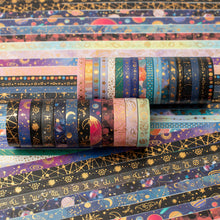 Load image into Gallery viewer, Galaxy_Washi_Tape_Set_Gold_Star_Universe_Space_Girl_5mm_30Rolls