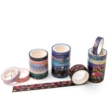 Load image into Gallery viewer, Galaxy_Washi_Tape_Set_Gold_Star_Universe_Space_Girl_5mm_30Rolls