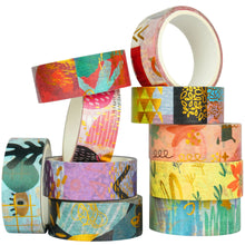 Load image into Gallery viewer, Geometric_Washi_Tape_Set_Modern_Fine_Arts_Deco_Gold_Foil_Holiday_15mm_10Rolls