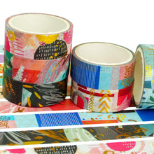 Load image into Gallery viewer, Geometric_Washi_Tape_Set_Modern_Fine_Arts_Deco_Gold_Foil_Holiday_15mm_10Rolls