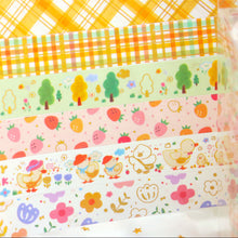 Load image into Gallery viewer, Gold_Cute_Washi_Tape_Set_Tree_Baby_Duck_Strawberry_Girl_15mm_6Rolls