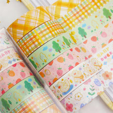 Load image into Gallery viewer, Gold_Cute_Washi_Tape_Set_Tree_Baby_Duck_Strawberry_Girl_15mm_6Rolls