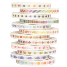 Load image into Gallery viewer, Gradient_Simple_Washi_Tape_Set_Colorful_Girl_5mm_12Rolls