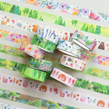 Load image into Gallery viewer,        Green_Spring_Washi_Tape_Set_Flower_Pink_Pattern_Color_15mm_10Rolls