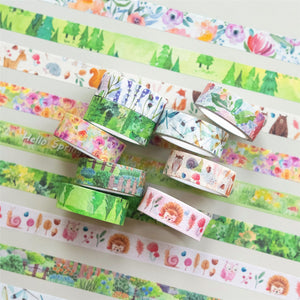       Green_Spring_Washi_Tape_Set_Flower_Pink_Pattern_Color_15mm_10Rolls