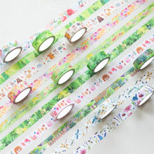 Load image into Gallery viewer,        Green_Spring_Washi_Tape_Set_Flower_Pink_Pattern_Color_15mm_10Rolls