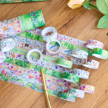Load image into Gallery viewer,        Green_Spring_Washi_Tape_Set_Flower_Pink_Pattern_Color_15mm_10Rolls
