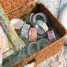 Load image into Gallery viewer,        Green_Spring_Washi_Tape_Set_Flower_Pink_Pattern_Color_15mm_10Rolls