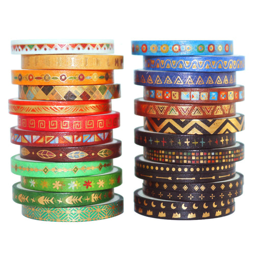 Indian_Gold_Washi_Tape_Set_Skinny_Totem_Folk_Thin_Girl_5mm_26Rolls