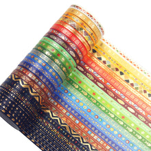 Load image into Gallery viewer, Indian_Gold_Washi_Tape_Set_Skinny_Totem_Folk_Thin_Girl_5mm_26Rolls
