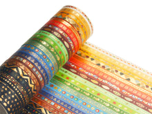 Load image into Gallery viewer, Indian_Gold_Washi_Tape_Set_Skinny_Totem_Folk_Thin_Girl_5mm_26Rolls