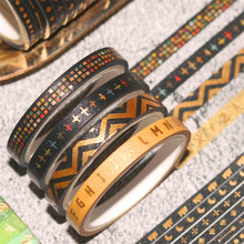 Load image into Gallery viewer, Indian_Gold_Washi_Tape_Set_Skinny_Totem_Folk_Thin_Girl_5mm_26Rolls