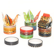 Load image into Gallery viewer, Indian_Gold_Washi_Tape_Set_Skinny_Totem_Folk_Thin_Girl_5mm_26Rolls