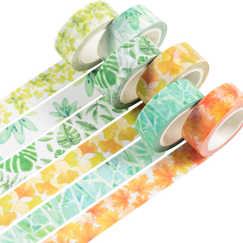Leaves_Patterns_Washi_Tape_Set_Lush_Forest_15mm_6Rolls