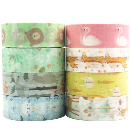 Little_Cute_Animals_Washi_Tape_Set_Zoo_Cat_Bear_Flamingo_Girl_15mm_8Rolls