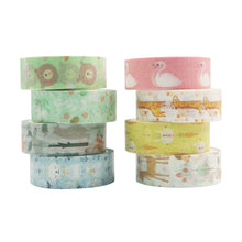 Load image into Gallery viewer, Little_Cute_Animals_Washi_Tape_Set_Zoo_Cat_Bear_Flamingo_Girl_15mm_8Rolls